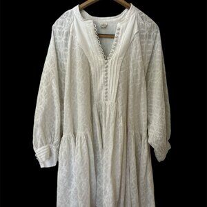 Asa Fashion White Eyelet Prairie Long-Sleeve Festival Dress